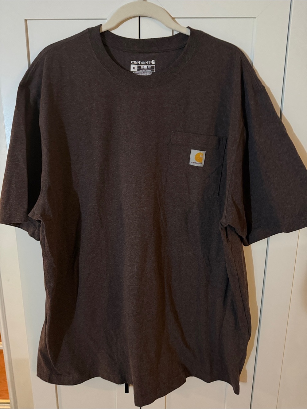 Carhartt Men's Short-Sleeve Pocket Tee in Brown Heather